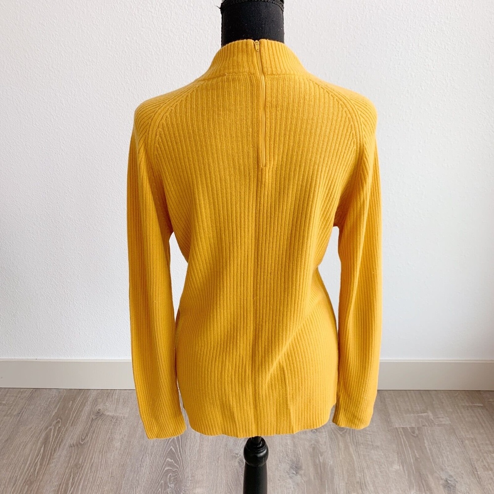 Vintage 60s Flair Fashions Gold Yellow Ribbed Mockneck Shirt Top Blouse M/L - Picture 4 of 6